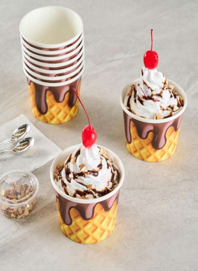 ريستورنت وير أكواب آيس كريم للمطاعم، عبوة من 50 كوبًا سعة 8 أونصات، مقاومة للتسرب، للاستخدام مرة واحدة، وعاء حلوى، كوب زبادي مجمد، حاوية ورقية دائرية للحلويات الباردة والساخنة - Image 4